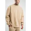 Uzun Kol Bisiklet Yaka Basic SweatShirt - Bej