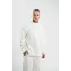 Uzun Kol Bisiklet Yaka Basic SweatShirt - Beyaz
