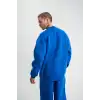 Uzun Kol Bisiklet Yaka Basic SweatShirt - Mavi