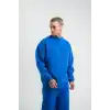 Uzun Kol Bisiklet Yaka Basic SweatShirt - Mavi