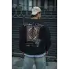Uzun Kol Bisiklet Yaka Baskılı SweatShirt - Siyah