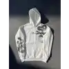 Uzun Kol Kapüşonlu Baskılı SweatShirt - Beyaz
