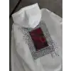 Uzun Kol Kapüşonlu Ön Ve Arka Baskılı SweatShirt - Beyaz