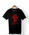 1 Mayıs Emek ve Dayanışma Günü HAKLIYIZ Baskılı Bisiklet Yaka T-shirt - Siyah
