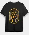 1 Mayıs Labor Day Emekçi Temalı Baskılı Oversize Bisiklet Yaka T-shirt - Siyah