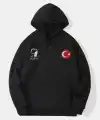 10 Kasıma Özel 3 İplik Kapüşonlu Baskılı SweatShirt Hoodie - Siyah