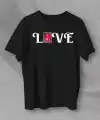 14 Şubat Sevgililer Günü Love Baskılı Oversize Bisiklet Yaka T-shirt - Siyah