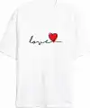 14 Şubat Tişört Sevgililer Günü İçin Özel Tasarım Love Baskılı T-shirt - Beyaz