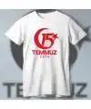 15 Temmuza Özel Tasarım 2016 Baskılı T-shirt - Beyaz