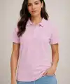 2li Kadın Polo Yaka Pike Kumaş Düğmeli Basic Tişört Günlük Rahat Kesim - Beyaz, Pembe
