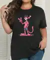 20/1 Penye Compack Pembe Panter Baskılı Oversize Bisiklet Yaka Kısa Kol Yazlık T-shirt - Beyaz