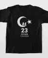 23 Nisan Çocuk Bayramı Baskılı Özel T-shirt - Siyah