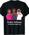 8 Mart Dünya Kadınlar Günü Baskılı Oversize Bisiklet Yaka T-shirt - Siyah