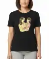 Anneler Günü Hediye Anne Kız Temalı Baskılı Oversize Bisiklet Yaka T-shirt - Siyah