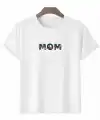 Anneler Günü Hediye Mom Çiçek Baskılı Oversize Bisiklet Yaka T-shirt - Beyaz