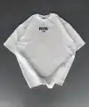 Baskılı Oversize Bisiklet Yaka T-shirt - Beyaz