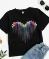 Çocuk Unisex Baskılı T-Shirt - Siyah