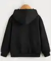 Çocuk Unisex Kapüşonlu Tatlı Kedi Baskılı Sweatshirt - Siyah