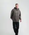 Erkek 3 İplik Kapüşonlu Hoodie Dijital Patchli SweatShirt - Füme