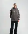 Erkek 3 İplik Kapüşonlu Hoodie Dijital Patchli SweatShirt - Füme