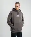 Erkek 3 İplik Kapüşonlu Hoodie Dijital Patchli SweatShirt - Füme