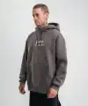 Erkek 3 İplik Kapüşonlu Hoodie Dijital Patchli SweatShirt - Füme