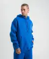 ERKEK 3 İplik Oversize Kapşonlu Basic SweatShirt Hoodie - Mavi