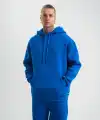 ERKEK 3 İplik Oversize Kapşonlu Basic SweatShirt Hoodie - Mavi