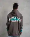 Erkek 3 iplik Pamuklu Alev Baskılı Kapüşonlu hoodie Sweatshirt - Gri