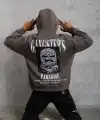 Erkek 3 İplik Pamuklu Baskılı Kapüşonlu Cepli Sweatshirt Hoodie - Gri