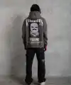 Erkek 3 İplik Pamuklu Baskılı Kapüşonlu Cepli Sweatshirt Hoodie - Gri