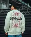 Erkek 3 iplik Pamuklu Bisiklet Yaka Baskılı SweatShirt - Beyaz