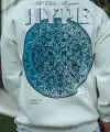 Erkek 3 İplik Pamuklu Bisiklet Yaka Baskılı SweatShirt - Beyaz