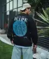 Erkek 3 İplik Pamuklu Bisiklet Yaka Baskılı SweatShirt - Siyah