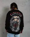 Erkek 3 İplik Pamuklu Bisiklet Yaka Gangster Baskılı Sweatshirt - Siyah