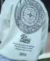 Erkek 3 iplik pamuklu Bisiklet Yaka Ön Ve Arka Baskılı SweatShirt - Beyaz