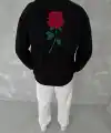 ERKEK 3 iplik Pamuklu Bisiklet Yaka Ön Ve Arka Baskılı SweatShirt - Siyah