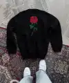 ERKEK 3 iplik Pamuklu Bisiklet Yaka Ön Ve Arka Baskılı SweatShirt - Siyah