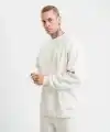 ERKEK 3 İplik Pamuklu Bisiklet Yaka Yıkamalı SweatShirt - Beyaz