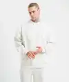 ERKEK 3 İplik Pamuklu Bisiklet Yaka Yıkamalı SweatShirt - Beyaz