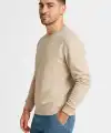 Erkek 3 İplik Pamuklu Düz Bisiklet Yaka SweatShirt - Bej