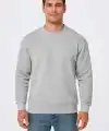 Erkek 3 İplik Pamuklu Düz Bisiklet Yaka SweatShirt - Gri
