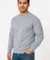 Erkek 3 İplik Pamuklu Düz Bisiklet Yaka SweatShirt - Gri