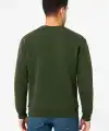 Erkek 3 İplik Pamuklu Düz Bisiklet Yaka SweatShirt - Haki