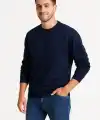 Erkek 3 İplik Pamuklu Düz Bisiklet Yaka SweatShirt - Lacivert
