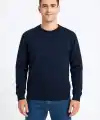 Erkek 3 İplik Pamuklu Düz Bisiklet Yaka SweatShirt - Lacivert