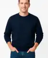 Erkek 3 İplik Pamuklu Düz Bisiklet Yaka SweatShirt - Lacivert