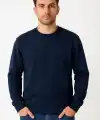Erkek 3 İplik Pamuklu Düz Bisiklet Yaka SweatShirt - Lacivert