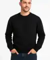 Erkek 3 İplik Pamuklu Düz Bisiklet Yaka SweatShirt - Siyah