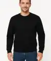 Erkek 3 İplik Pamuklu Düz Bisiklet Yaka SweatShirt - Siyah